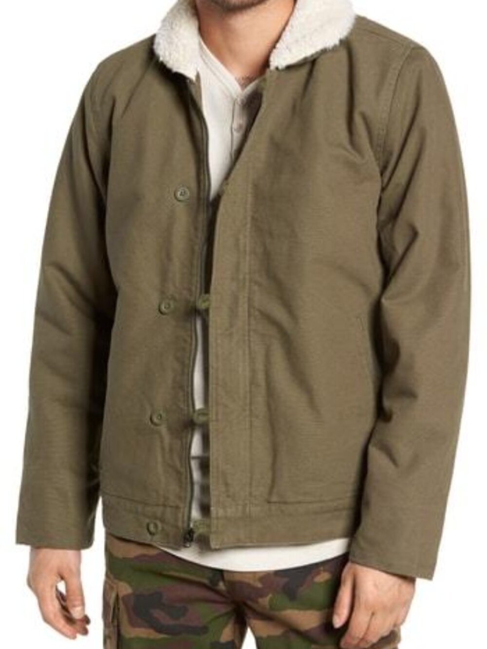 Vans Alamitos Sherpa Lined Jacket Olive Green Size Large